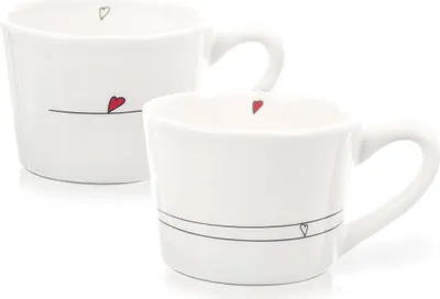 Produktbild von Orion Keramikbecher Becher / Tasse Keramiktassen Teetasse Kaffeeetasse mit Henkel Herzen 2er-Set 200 ml