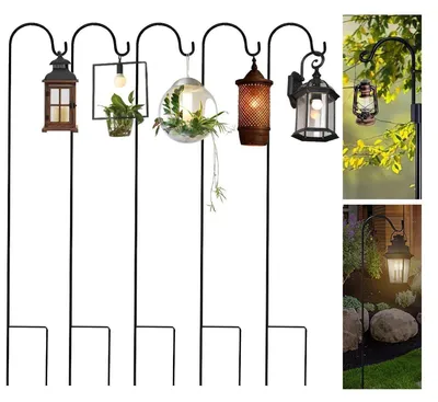 Image de Crochets de jardin Schäfer, lot de 5, 90 cm, en métal, avec crochets pour les décorations suspendues