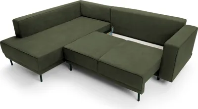 Produktbild von Ecksofa Rodario mit Schlaffunktion, Easy-Clean-Veloursbezug in OlivgrŸn, linksseitig