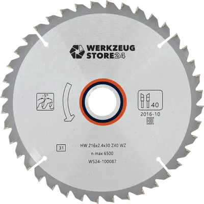 Zdjęcie produktu dla WS24 HM Piła tarczowa UNIWERSALNA 216 x 2,4 x 30 FZ 40 - WS24-100087