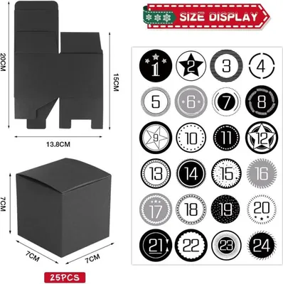 Produktbild von Adventskalender zum Befüllen 24 Schachteln DIY Geschenkboxen Zahlenaufklebern