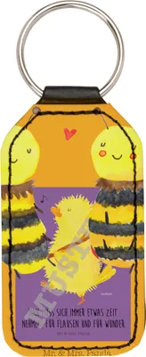 Produktbild von Mr. & Mrs. Panda Schlüsselanhänger Biene Verliebt - Weiß - Geschenk, Mit Spruch, Taschenanhänger, anhänger für schlüssel, schlüsselbund