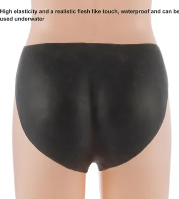 Produktbild von Silikon-Hüftverstärker-Höschen, wasserdicht, großer Hintern, hautfreundliches Shapewear-Höschen, gefälschte Hosen, Kontrolle, Grau, Schwarz, M, 1 cm dick, für 70–120 cm Taille