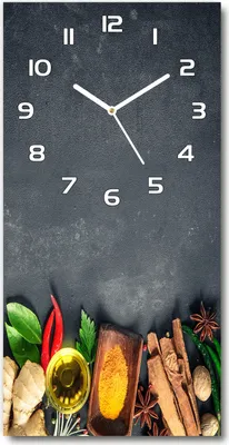 Produktbild von Wanduhr aus Glas – 30x60 cm - Glasbild - Glasuhr - Gehärtetes Glas -Gewürze und Kräuter