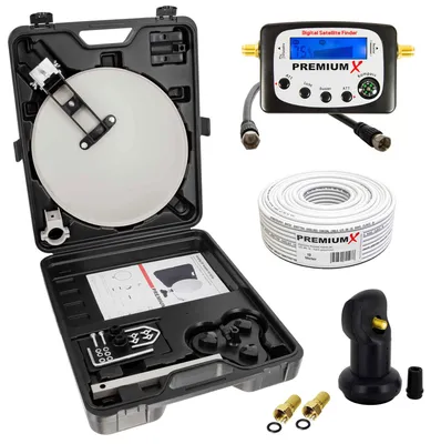 Produktbild von PremiumX Camping SAT Anlage Single LNB 10m Kabel F-Stecker SatFinder Koffer