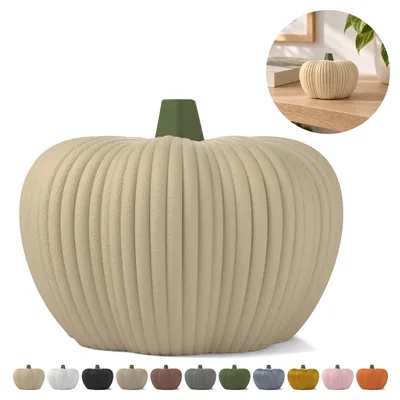 Produktbild von Dekokürbis mit Rillen — 5,7 cm – Beige