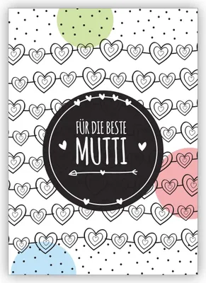Produktbild von Fröhliche Glückwunschkarte zum Muttertag, Muttertaggskarte mit vielen Herzen: Für die beste Mutti