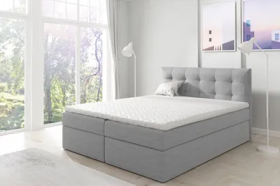 Obrázek produktu pro Boxspringová jednolůžková postel 120x200 TOMASA 1 - světlá šedá + topper