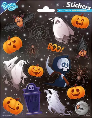 Produktbild von 1 Bogen Halloween Papier Sticker Glow in the Dark 15x20cm