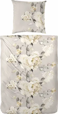 Produktbild von Westminster Feinbiber Bettwäsche 155x220 Blumen Rosen silber natur 173090-81