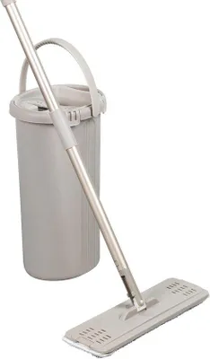 Produktbild von Famanu Wischmopp-Set mit Eimer - 180° drehbarer Wischkopf, 2 waschbare Mop-Pads