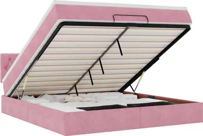 Zdjęcie produktu dla vidaXL Łóżko otomana z materacem różowe 160x200 cm aksamitne