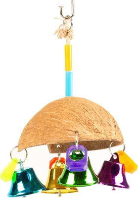 Produktbild von Duvo+ Vogelspielzeug Kokosnussregenschirm mit Glocken