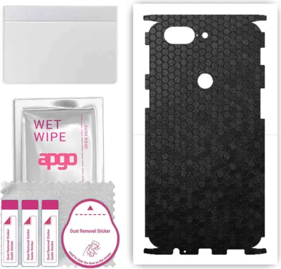 Produktbild von apgo Rückseite + Seiten Schutzfolie, Skin, kompatibel mit OnePlus 5T, Hinten Displayschutzfolie aus Vinylfolie, kratzfest, einfache Montage - Schwarze Honigwabe