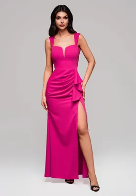Produktbild von Ombre Maxikleid mit V-Ausschnitt und Drapierung fuchsia M