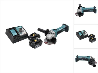 Produktbild von Makita DGA 452 RG Akku Winkelschleifer 18 V 115 mm + 2x Akku 6,0 Ah + Ladegerät