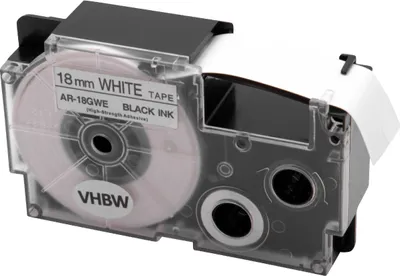 Produktbild von vhbw Schriftband-Kassette kompatibel mit Casio KL-200, KL-130, KL-100E, KL-120, KL-1500, CW-L300 Etiketten-Drucker 5,5m x 18mm Schwarz auf Weiß