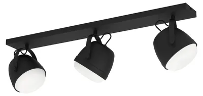 Immagine prodotto di Lampada da soffitto EGLO Upanema, faretto da soffitto con luci orientabili, lampada da soffitto a 3 luci, struttura in metallo nero e vetro bianco, attacco E27, 89 cm