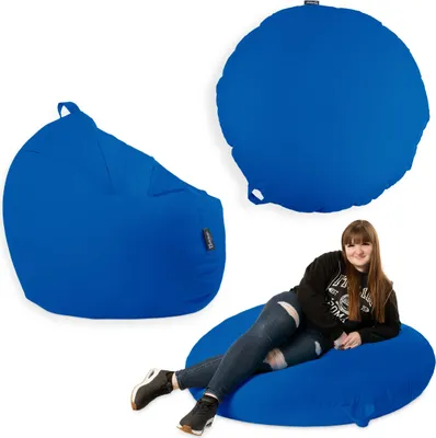 Produktbild von Sitzsack mit füllung 2 in 1 Sitzkissen Bean Bag Outdoor Indoor Wasserfest | Blau 145cm