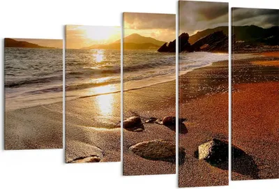 Produktbild von Bild auf Leinwand - Leinwandbild - Strand Wolken Abend Küste - 150x100cm - Wand Bild - Wanddeko - Leinwanddruck - Bilder - Kunstdruck - Wanddekoration - Leinwand bilder - Wandkunst - EG150x100-2527