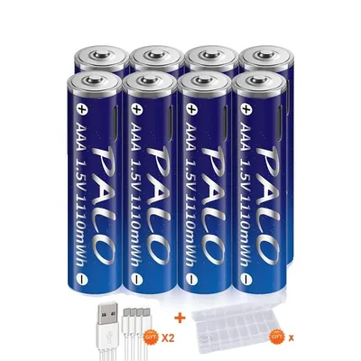 Image de Batterie au lithium-ion, charge rapide, rechargeable par USB, 8 pièces de batterie