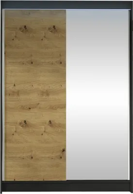 Produktbild von MIRJAN24 Schiebetürenschrank Lino I, mit Spiegel, Kleiderschrank vom Hersteller (Schwarz  / Artisan Eiche, mit RGB LED Beleuchtung)