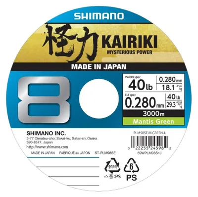 Produktbild von SHIMANO Kairiki 8, 3000m, 0,28mm, 29.3kg / 40lbs, grün, 8-fach Geflochtene Schnüre, 59WPLM98S1J