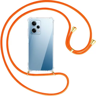 Produktbild von Handykette Backcover-Schutzhülle mit Band (Metall goldfarben) für Xiaomi Redmi Note 12 Pro (6.67'') - neonorange