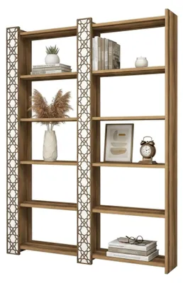 Produktbild von Bücherregal Destéve, Büroregal, Mobiler Buchhalter, Bücherbrett, 125x24h170 cm, Walnuss und Weiß