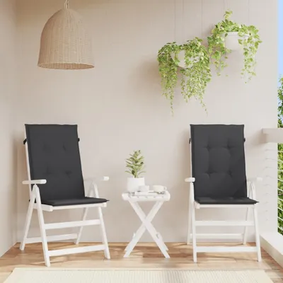 Obrázok produktu pre The Living Store Vankúše na záhradné stoličky s vysokým operadlom 2 ks čierne 120x50x3 cm