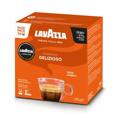 A box of Lavazza Espresso Delizioso coffee capsules.