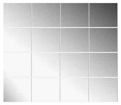 Produktbild von Selbstklebende Acrylspiegel 16er Set - Rechteckige Spiegelfliesen - Flexibel - Bruchsicher - 30,5x35,5 cm - Wandmontage - Badspiegel