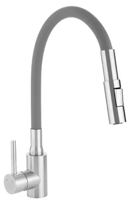 Immagine prodotto di Miscelatore da cucina a colonna, con doccetta flessibile a 2 getti, in acciaio spazzolato/grigio "Nila" della marca Laveo