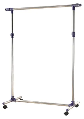 Image de Portemanteau sur roulettes en acier inoxydable, réglable en hauteur de 95 à 170 cm, tringle extensible de 86 à 160 cm, portemanteau mobile, capacité de charge de 25 kg