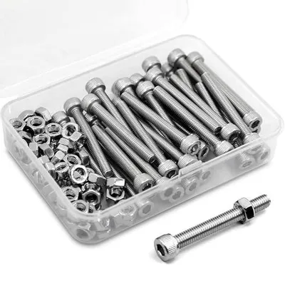 Zdjęcie produktu dla Śruby M5 x 60 mm sześciokątne ze stali nierdzewnej 304 zestaw 25 szt.