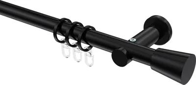 Produktbild von Interdeco Gardinenstange / Vorhangstange Schwarz, Typ Platon Sitra (Konus), 20 mm Ø 1-läufig, 160 cm