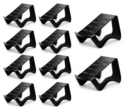 Produktbild von Schuh Organizer 10er Set, platzsparende Schuhhalter aus PP-Kunststoff, stapelbar, rutschfest, für Schrank und Garderobe, Grau