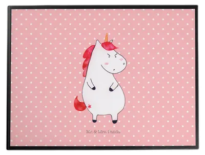 Produktbild von Mr. & Mrs. Panda Schreibunterlage Einhorn Wut - Rot Pastell - Geschenk, tischauflage, Unterlage Schreibtisch, schreibtischunterlagen, tischpad, Unicorn, Arbeit, Spaß