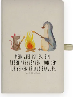 Produktbild von Mr. & Mrs. Panda notizbuch Pinguin Lagerfeuer - Transparent - Geschenk, Grillen, Job, Skizzenbuch, Kladde, Maus, Tagebuch, Adressbuch, Liebe, Journal