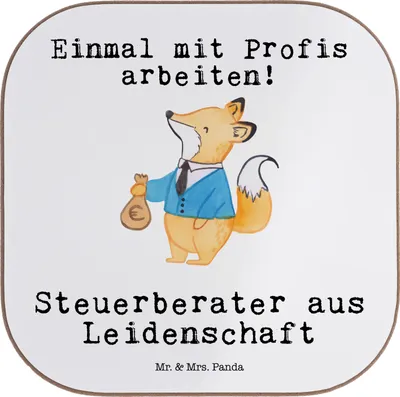 Produktbild von Mr. & Mrs. Panda Untersetzer für Gläser Steuerberater Leidenschaft - Weiß - Geschenk, Holzuntersetzer, Tischuntersetzer, Tasse, gläseruntersetzer, Coaster