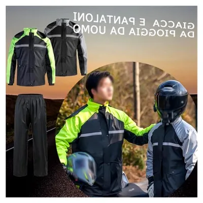 Produktbild von Regenanzug Herren Motorrad Wasserdicht überziehhose Regenjacke Winddicht Atmungsaktiver Reflektierender Zweiteiliger Regenbekleidung mit Reißverschluss Hochwertige Outdoor Regenmantel