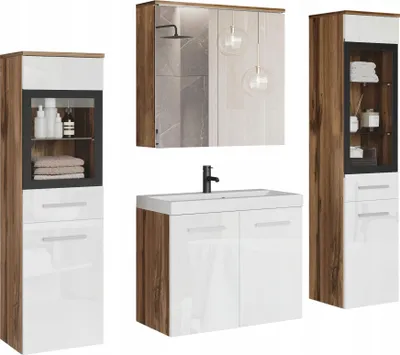 Image de Ensemble de salle de bain ESTELA 2 - chêne wotan / blanc brillant