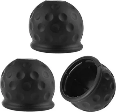 Produktbild von 3 Stück Anhängerkupplung Schutzkappe Gummi | AHK Kappe in Golfball-Form | Anhängervorrichtung Abdeckkappe schwarz | 3er Set Kugelschutzkappe | Universal Abdeckung für PKW Anhängerkupplungen