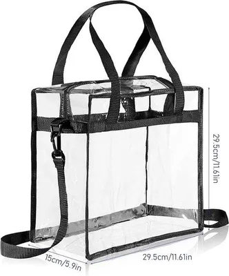 Immagine prodotto di Borsa a tracolla trasparente Unyqoos® 30 x 30 x 15 cm – borsa trasparente in PVC per stadi, con ampia capacità, tracolla regolabile, chiusura a zip e impermeabile
