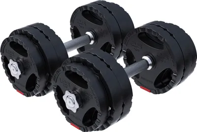 Produktbild von GORILLA SPORTS® Kurzhantelset - 30 kg, Gewichte 4x1,25kg / 8x2,5kg, 2x Kurzhantelstangen 42 cm, Ø 30 mm, gerändelt, Kunststoff, mit 4 Sternverschlüsse - Hantel Set, Kurzhanteln 2er Set