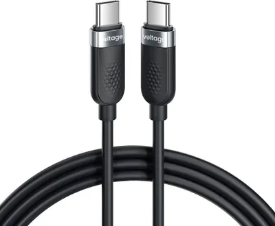 Produktbild von Voltage USB-C-auf-USB-C-Silikonkabel, 100 W PD, 1 m, Schwarz