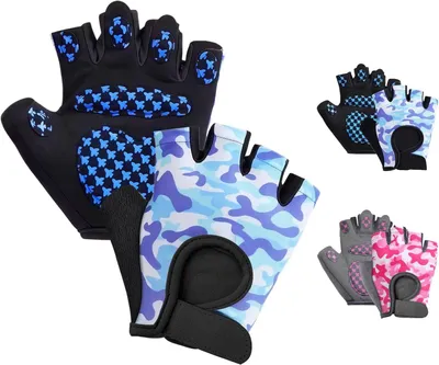 Imagen del producto de Guantes para bicicleta sin dedos, transpirables, con palma antideslizante, para niños, BMX y actividades al aire libre