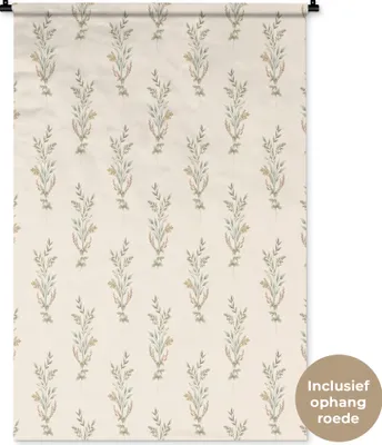 Produktbild von MuchoWow® Wandteppich Wandbehang Blätter - Vintage - Pastell 90x135 cm Tapisserie Dekoration Wandtuch - Baumwolle - Wandskulptur
