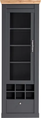 Produktbild von Vitrinenschrank mit Flascheneinteilung CESENA-61 in anthrazit in Wotan Eiche Nb., B/H/T ca. 72/201/38 cm
