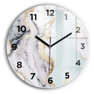 Produktbild von Wallfluent Große Wanduhr – Stilles Quarzuhrwerk - Uhr Dekoration Wohnzimmer Schlafzimmer Küche - Zifferblatt - schwarze Zeiger - 60 cm - Pastellfarbener Marmor